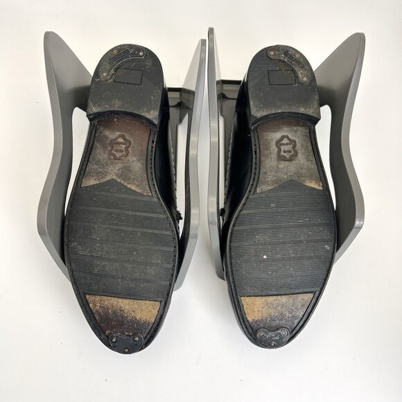 VOLARE by Carlo Leoni Bit Loafers Mens Sz 10.5 Black Leather Made Italy VTG 70s